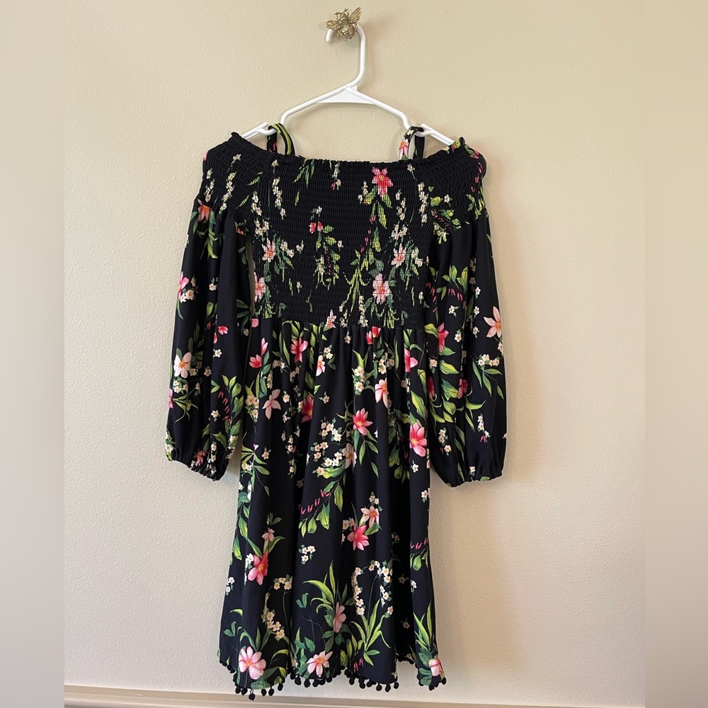 Girls floral dress with cold shoulder